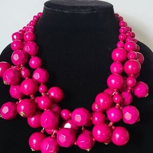 80's Bold Pink Beaded Necklace